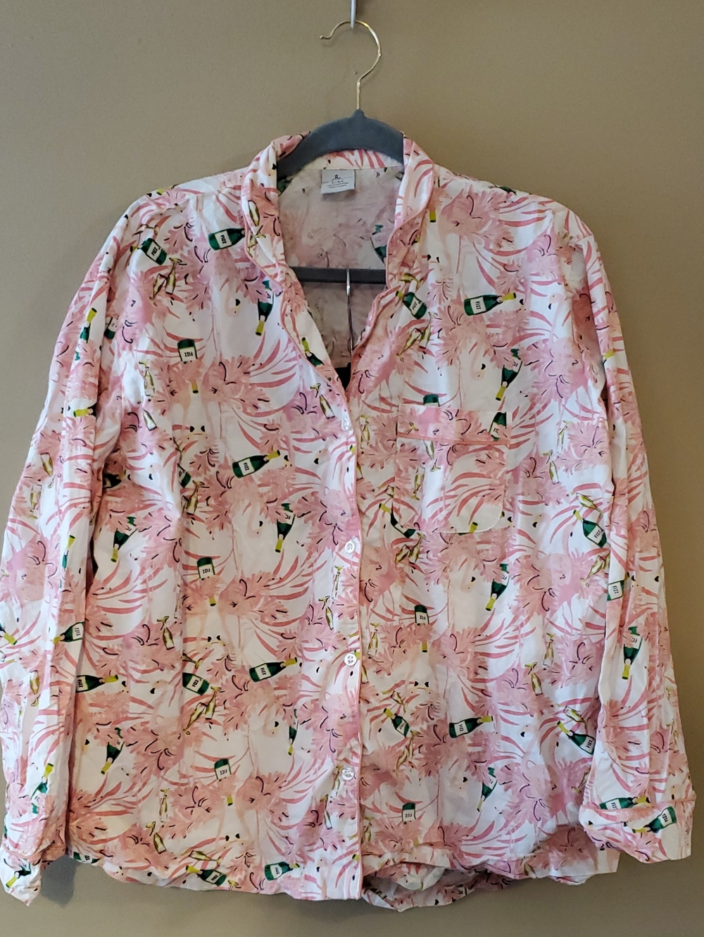 8 Oak Lane Flamingo Bubbly Long Sleeve Shorts Pajama Set Size L/XL - Picture 3 of 8